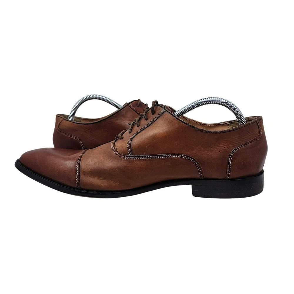 Steve Madden Oxford Shoes 13 Men Cognac Leather Cap Toe P-Quins Dress Business